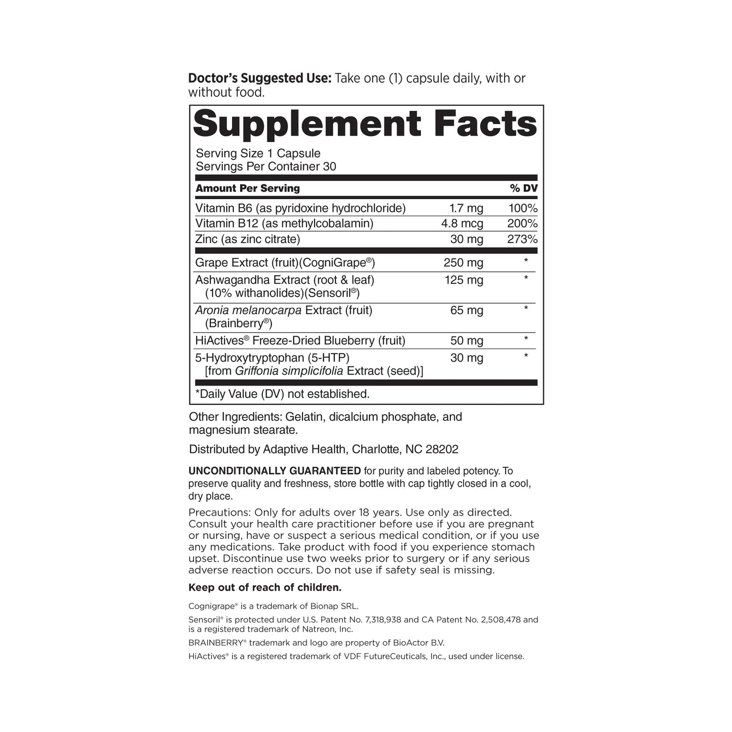 DOCTORS' PREFERRED Mindful Advantage Brain Supplements, Memory, Focus Capsules 30 Count