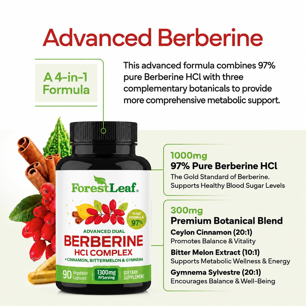 ForestLeaf Berberine Supplement Capsule, 90 Count