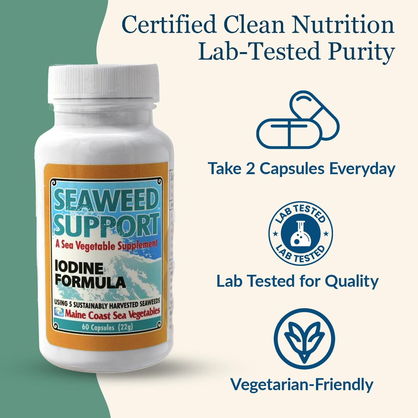 Maine Coast Sea Vegetables Seaweed Support Iodine Formula Capsule, 1 Capsule