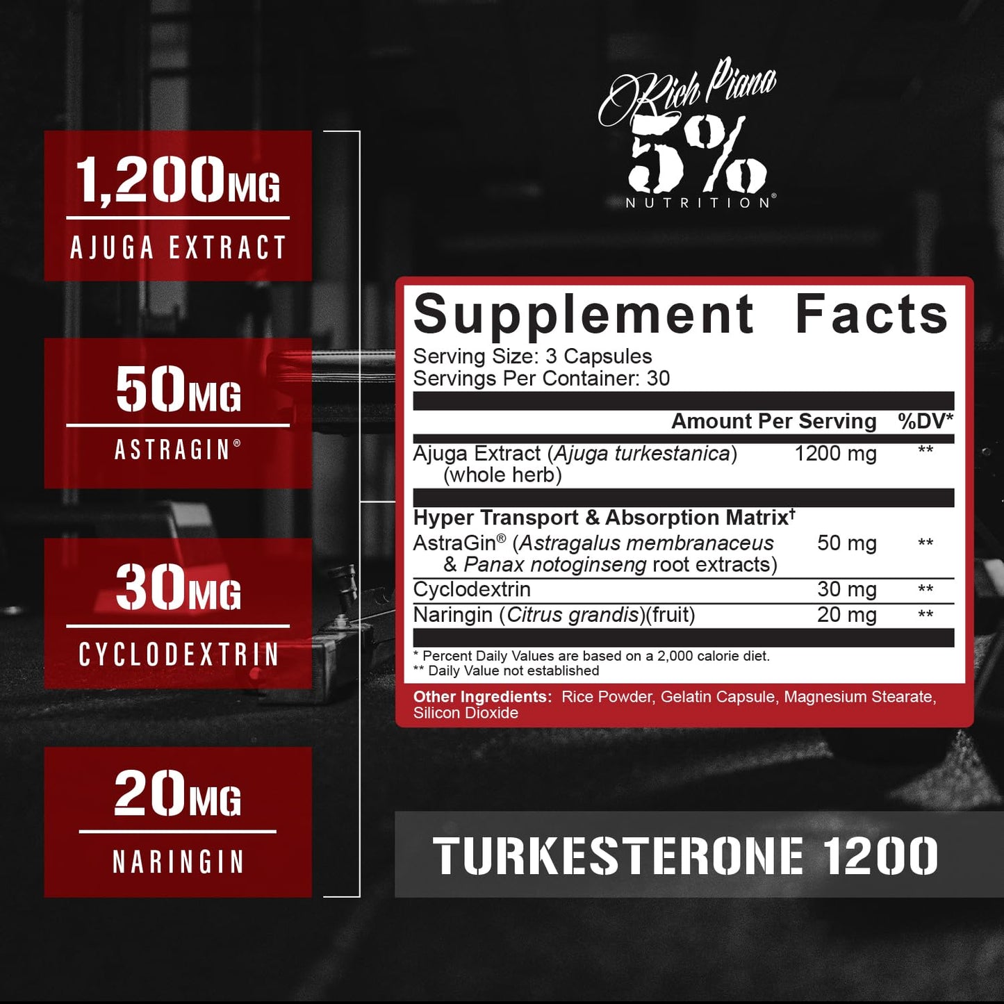 5% Nutrition Turkesterone 1200mg Capsule, 120 Count