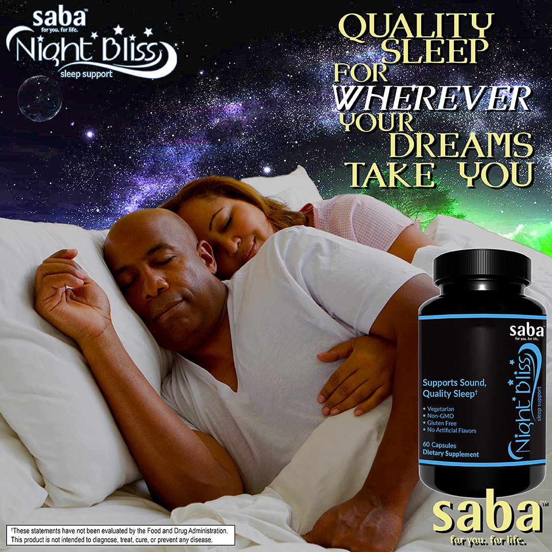 Saba Night Bliss Natural Sleep Aid Capsules, 60 Count