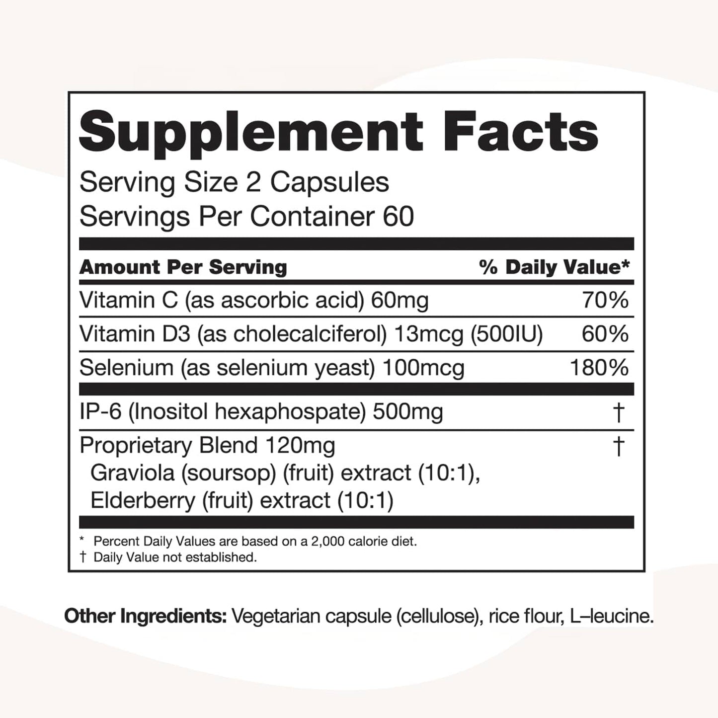 PURE Immune6 Immune Support Supplement with IP6 (Inositol Hexaphosphate), Selenium, Vitamin C and D3 - 120 Capsules