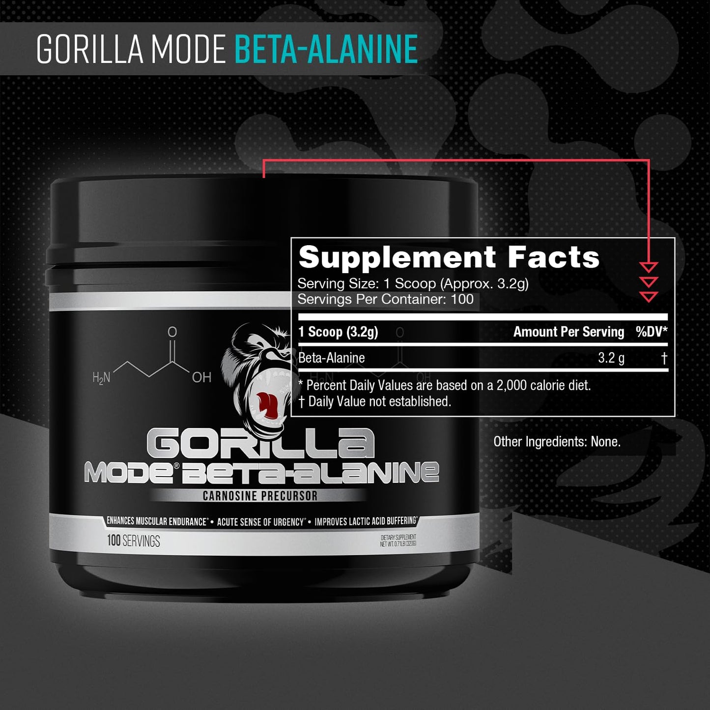 Gorilla Mind Beta-Alanine Carnosine Precursor, Enhanced Muscular Endurance Powder 6.77 Ounce