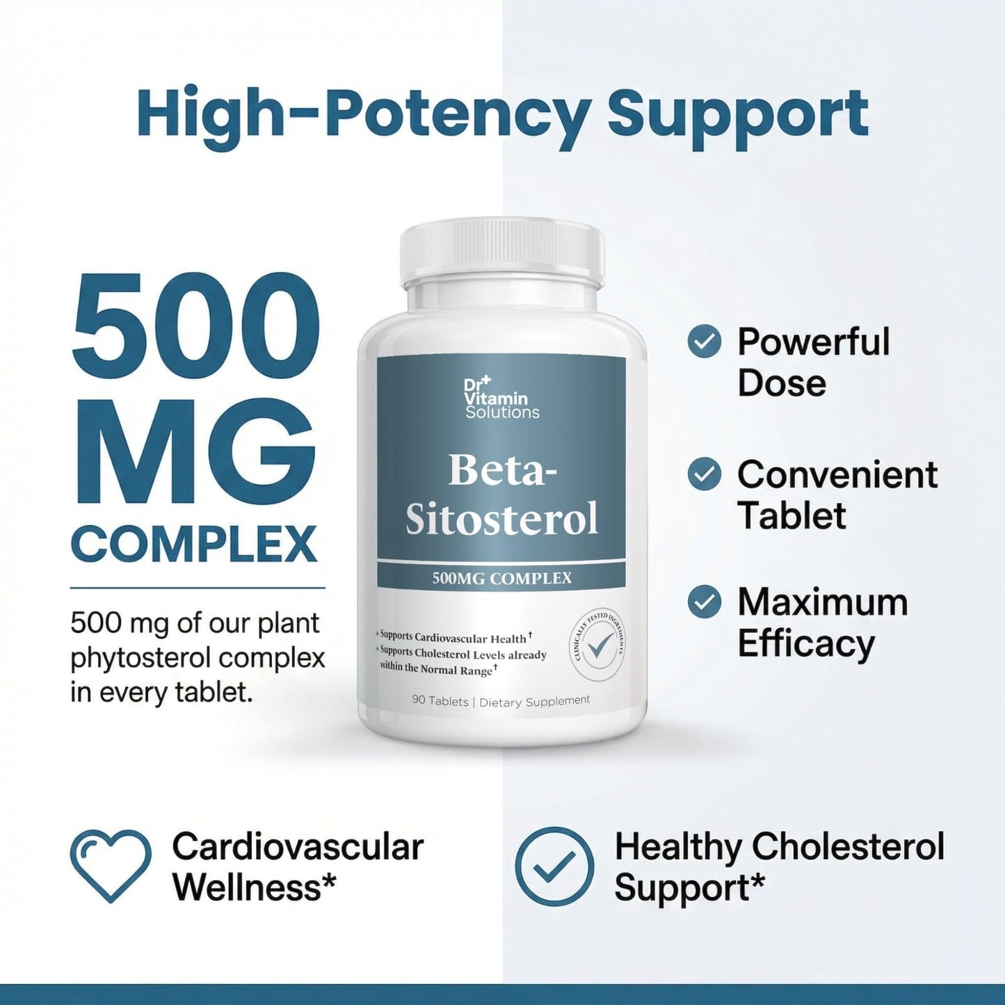 DR VITAMIN SOLUTIONS Beta-Sitosterol 500 mg Complex Tablet, 90 Tablets