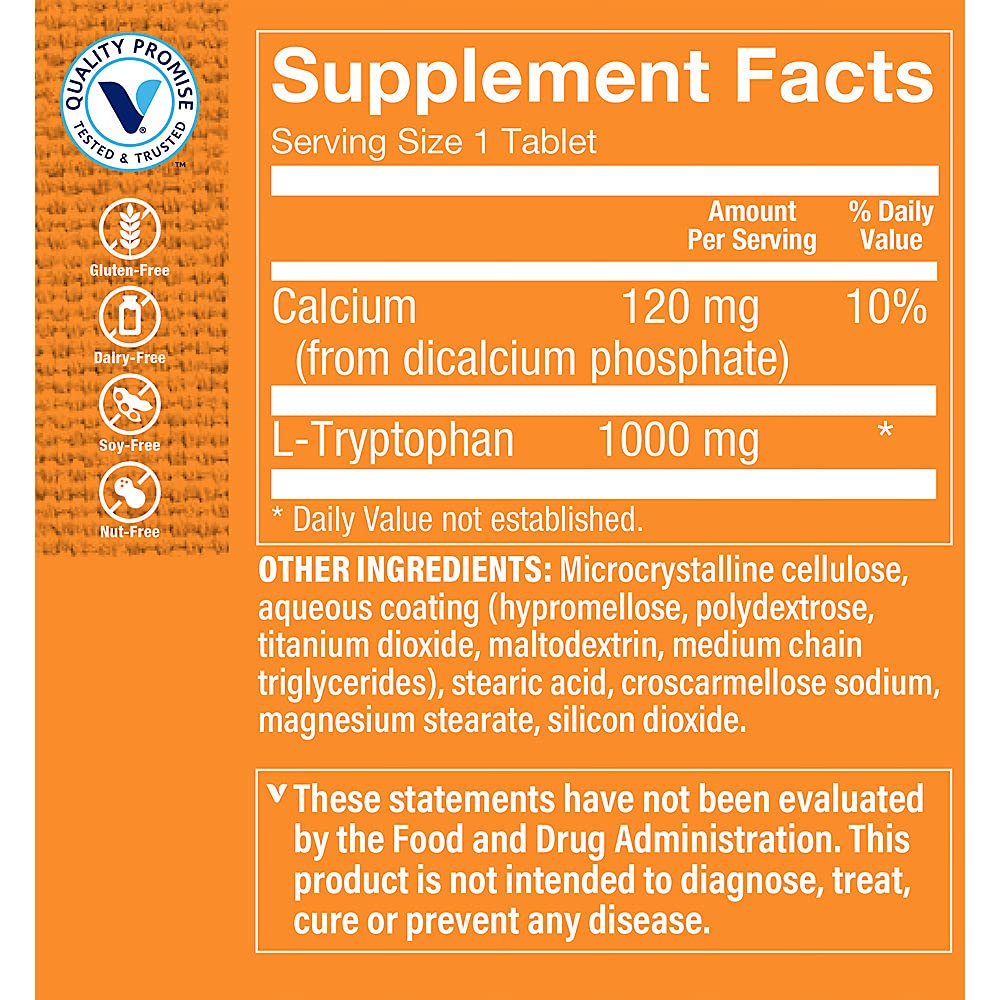 The Vitamin Shoppe L-Tryptophan 1000mg Tablet, 60 Count