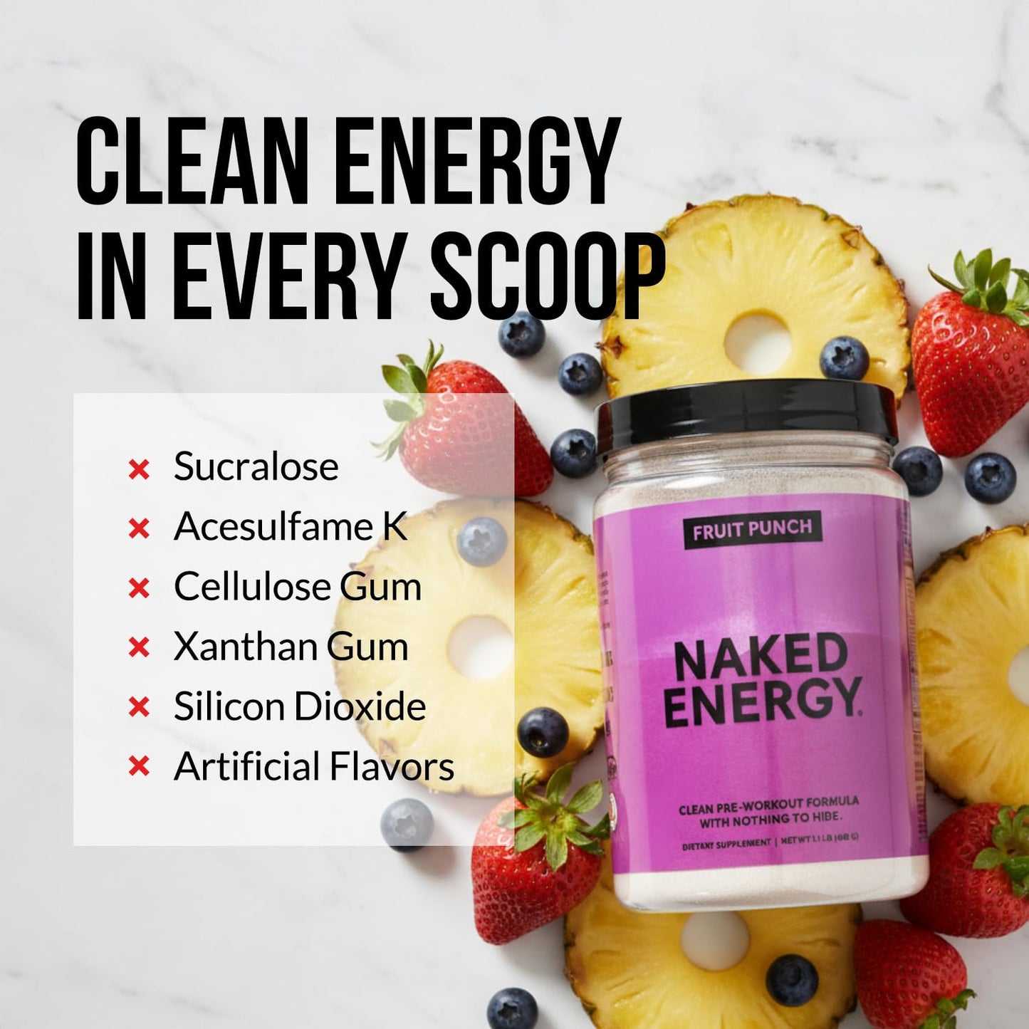 NAKED Fruit Punch Energy Pre Workout Powder, 17.6 oz