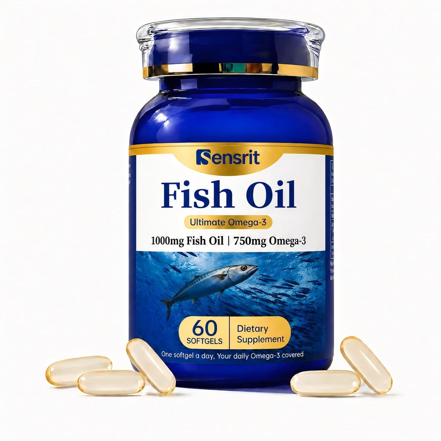 Sensrit Ultra Omega-3 Fish Oil 1000mg Capsules, 60 Count
