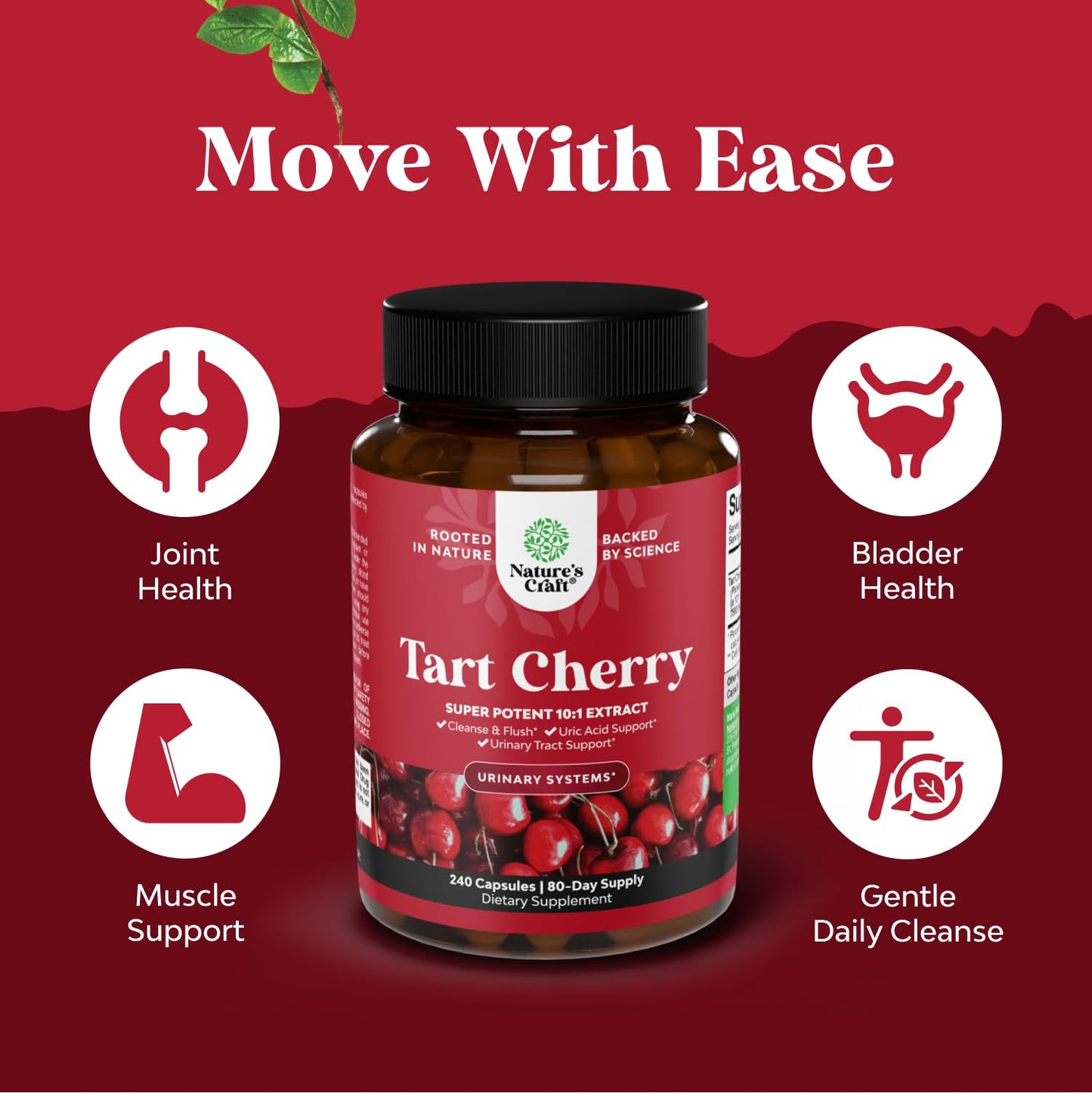 Natures Craft Extra Strength Tart Cherry Extract Capsules, 240 Capsules