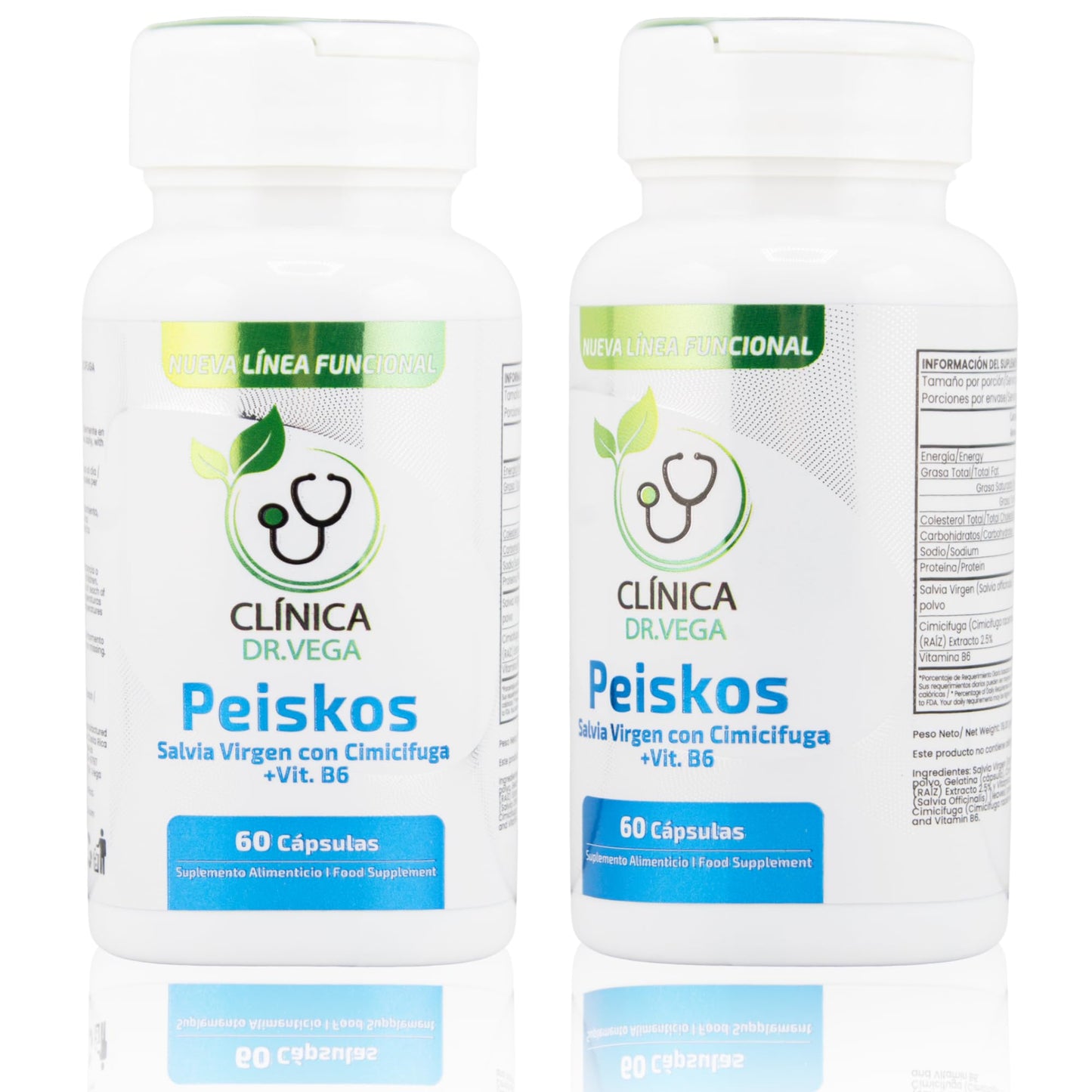 CLÍNICA DR. VEGA Peiskos Sage Leaf + Black Cohosh Extract with Vitamin B6 60 Capsules