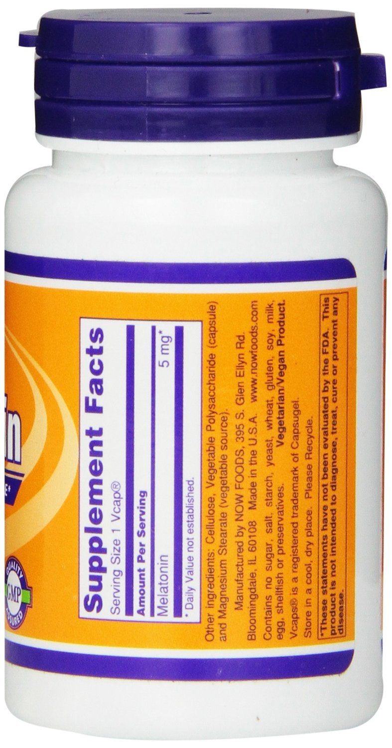 NOW Foods Melatonin 5 mg Capsules, 60 Count