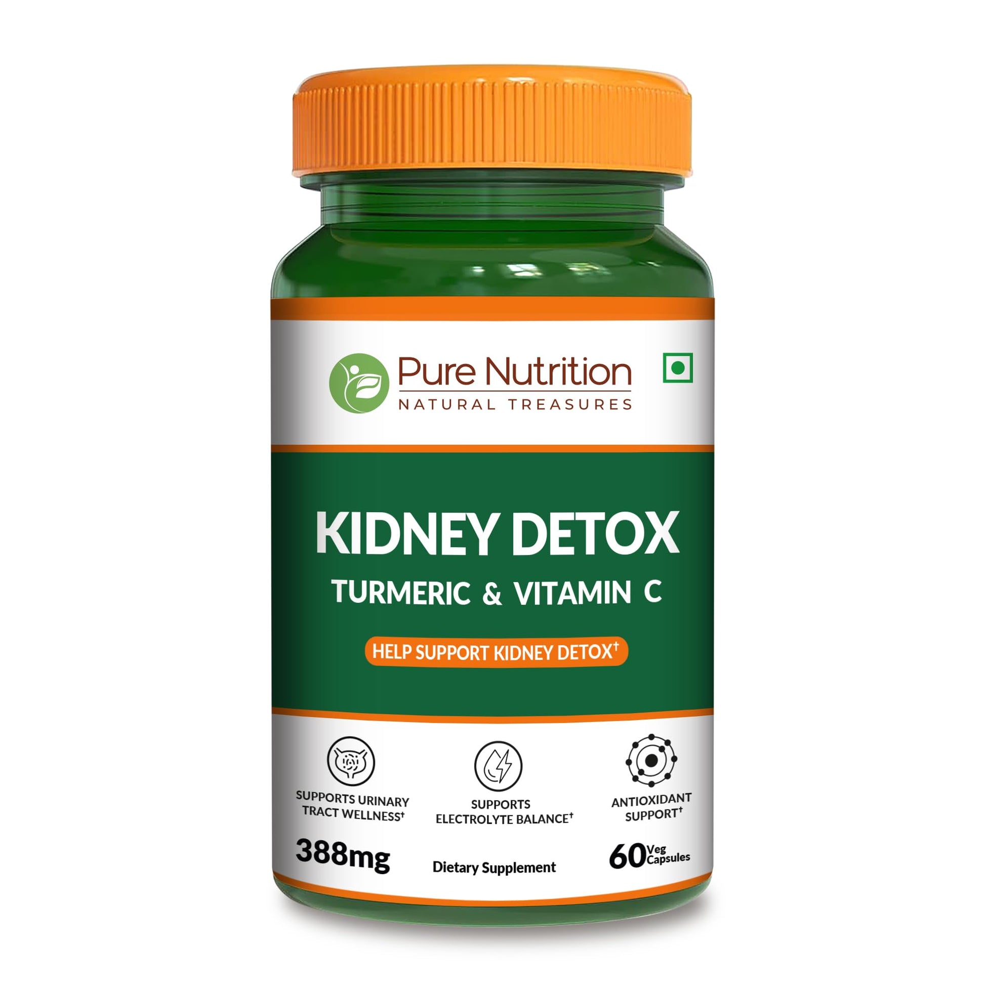 PURE NUTRITION NATURAL TREASURES Kidney Support Supplement 500mg Veg Capsules, 60 Count