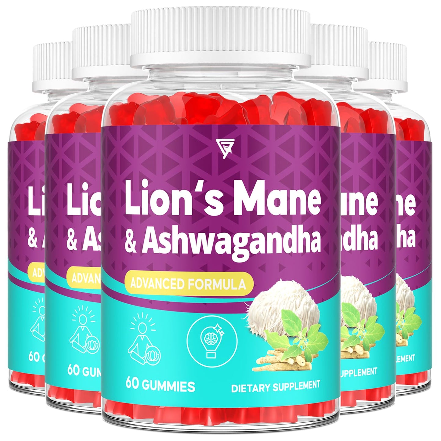 GENFOJAS Organic Ashwagandha Gummies & Lions Mane Gummies, 300 Gummies