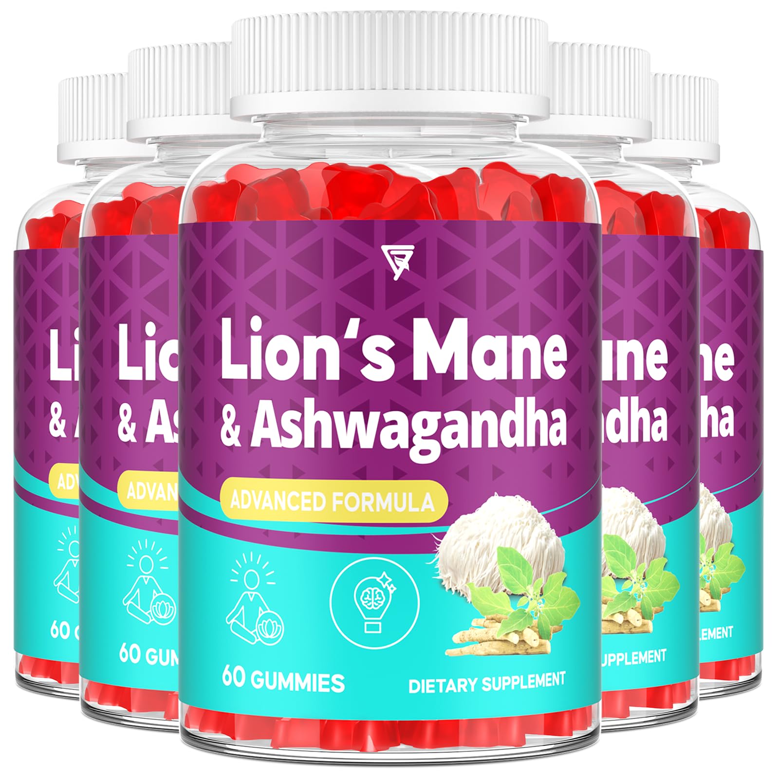 GENFOJAS Organic Ashwagandha Gummies & Lions Mane Gummies, 300 Gummies