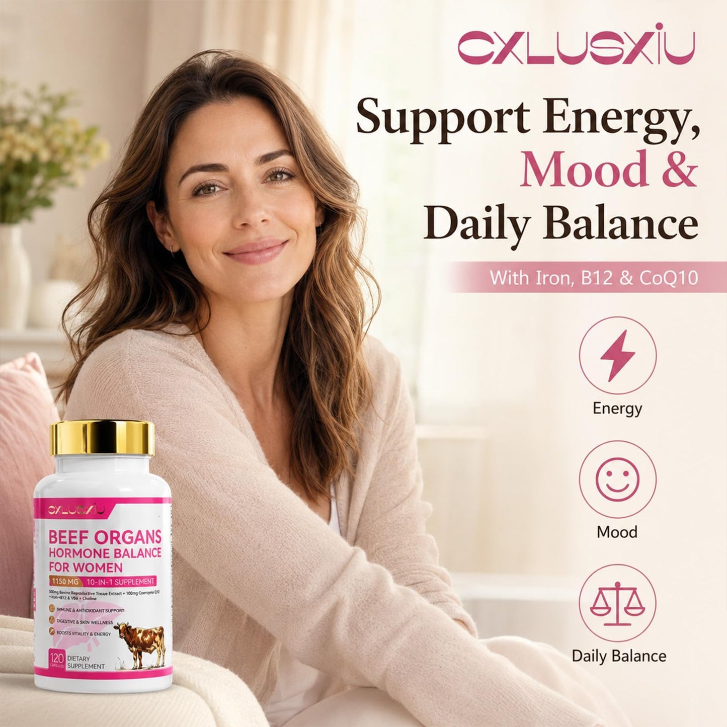 Cxlusxiu Beef Organ Capsules for Women Capsule 120 Count
