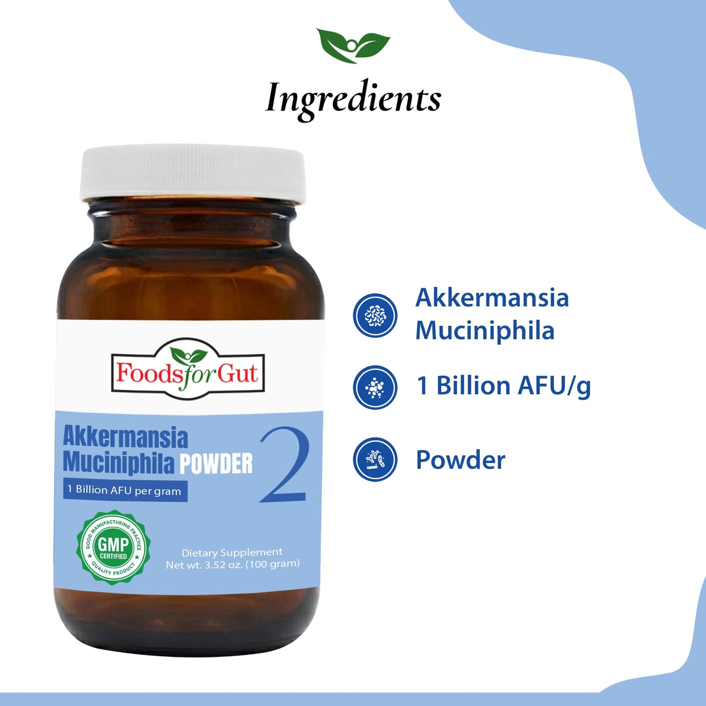 Foods For Gut Akkermansia Muciniphila Powder 1 Billion AFU/g, 3.52