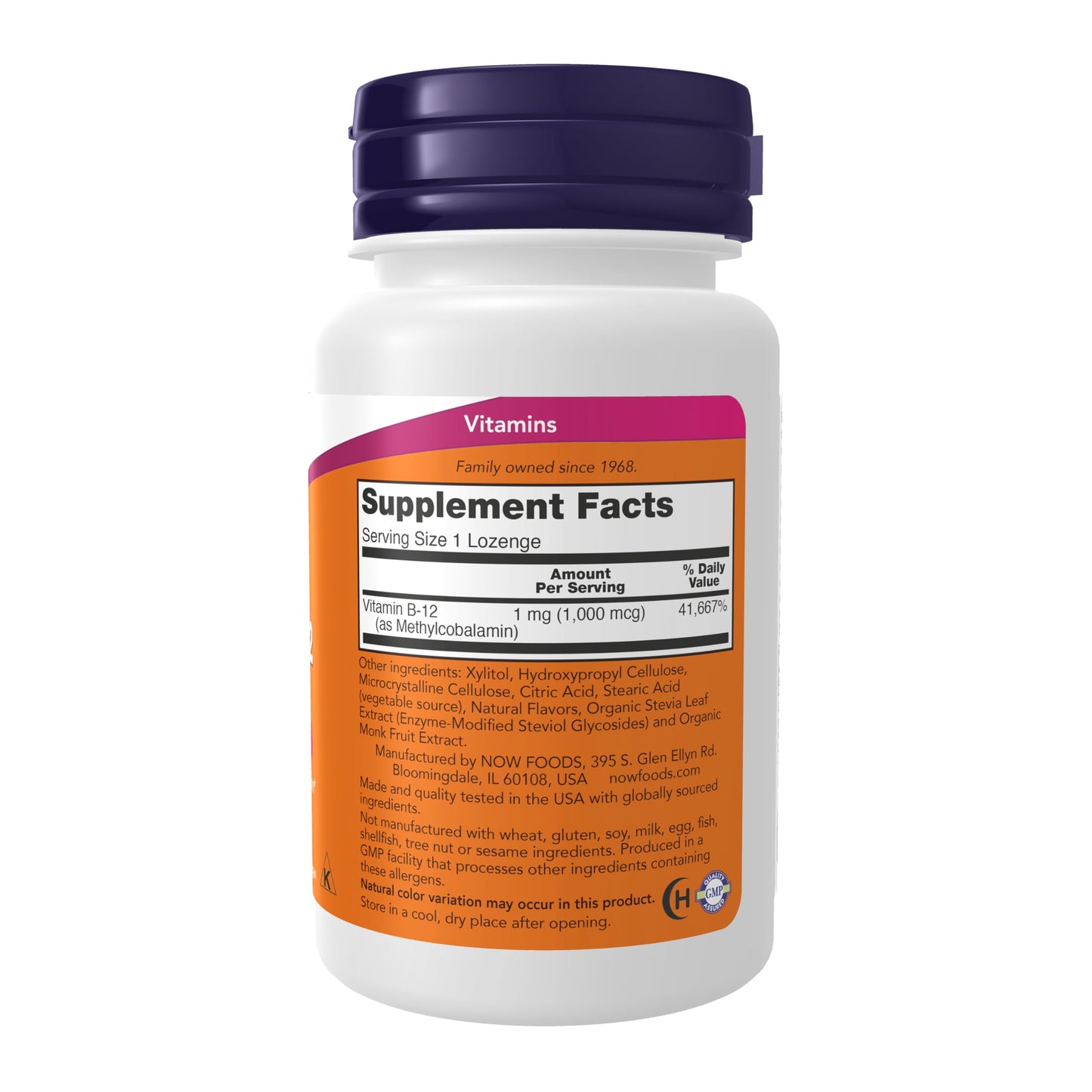 NOW Foods Methyl B-12 (Methylcobalamin) 1,000 mcg Chewable 100 Lozenges