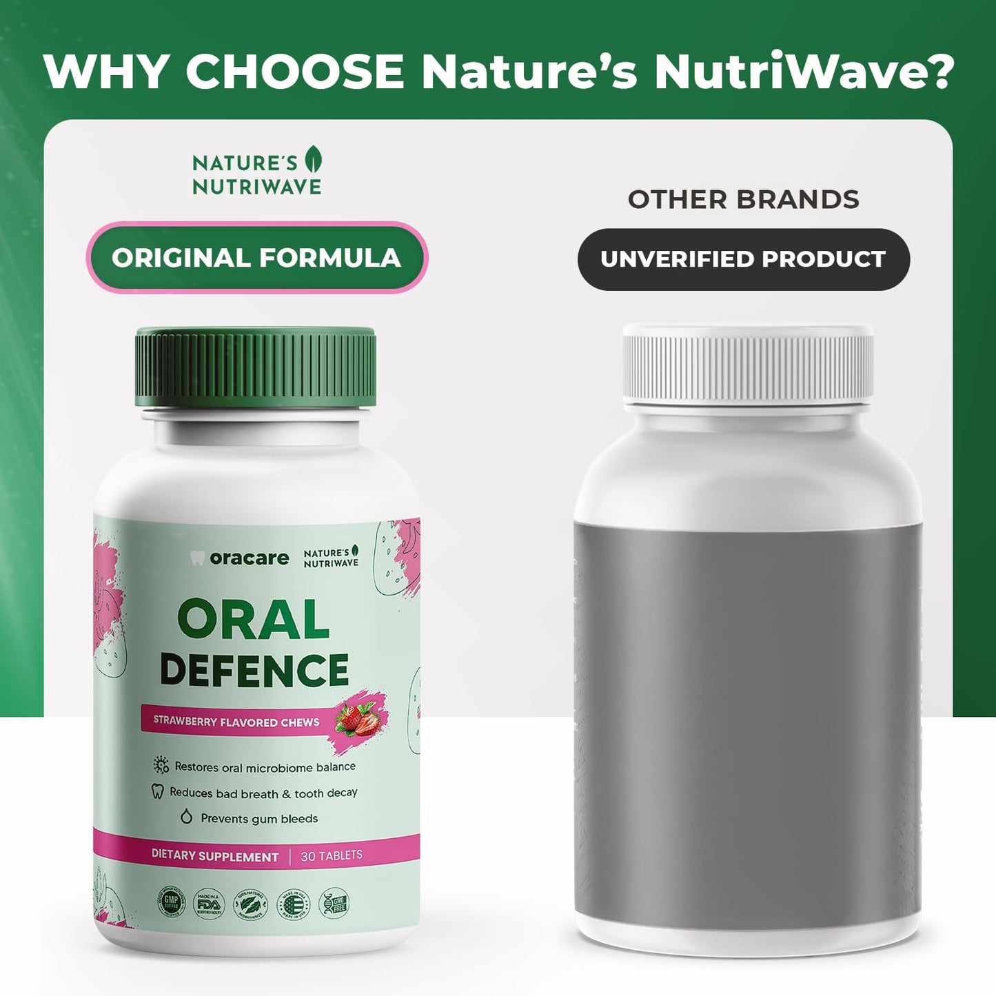 Nature’s NutriWave Oracare Daily Oral Support with Enzymes, Hydroxyapatite, Xylitol & 3-Strain Probiotic Blend – Non-GMO Stimulant-Free Formula, 180 Tablets
