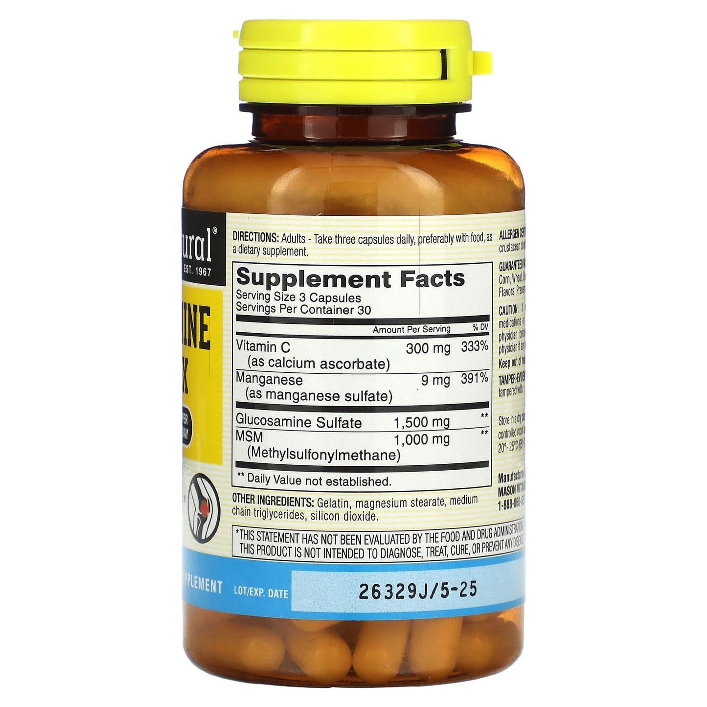 MASON NATURAL Glucosamine Complex Plus MSM with Vitamin C 90 Capsules