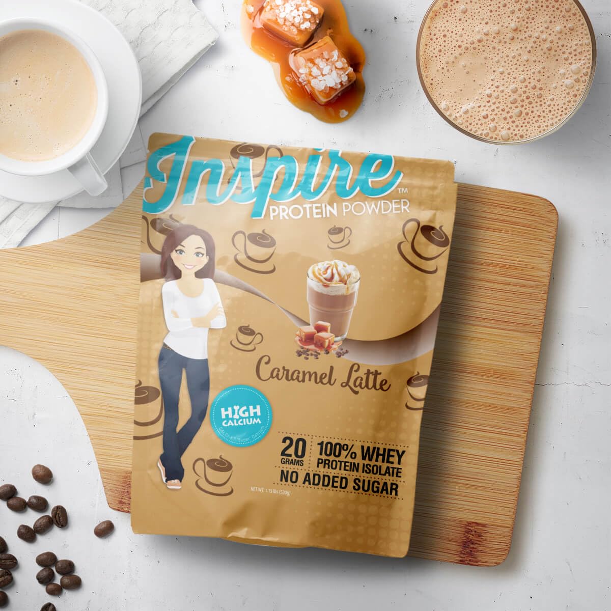 Bariatric Eating Inspire Caramel Latte Sugar-Free 20g Whey Protein Isolate Powder, 20 Servings