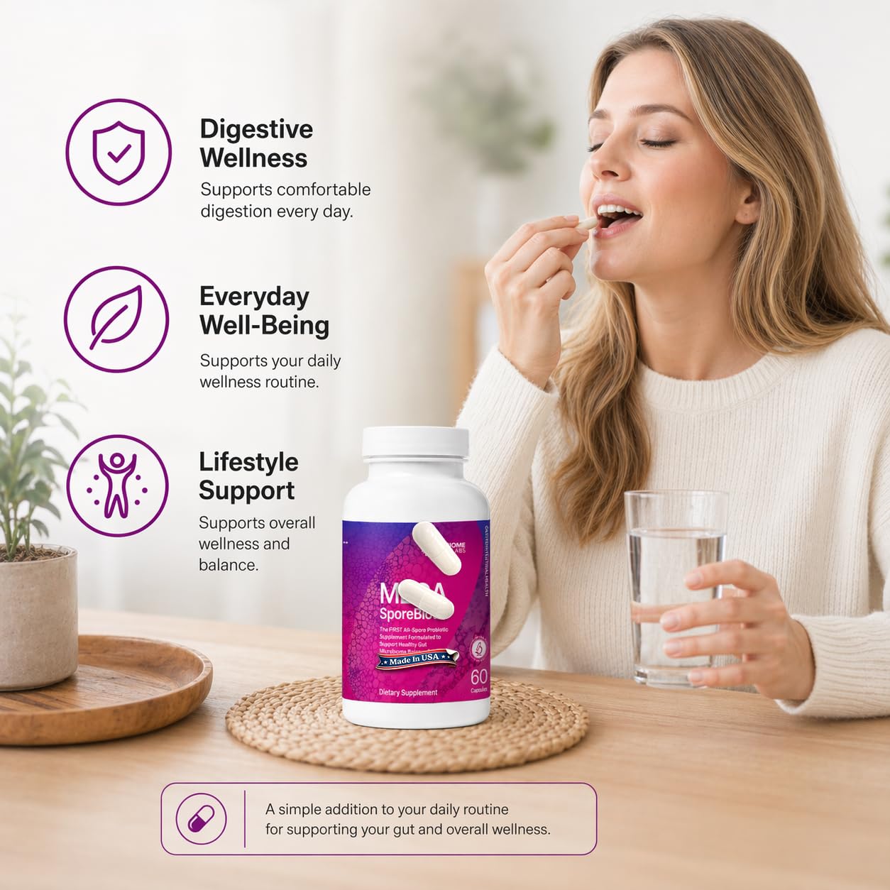 JAW ENTERPRISES Micro Biome for Women & Men, Gut Health & Digestive Support, 60 Capsules