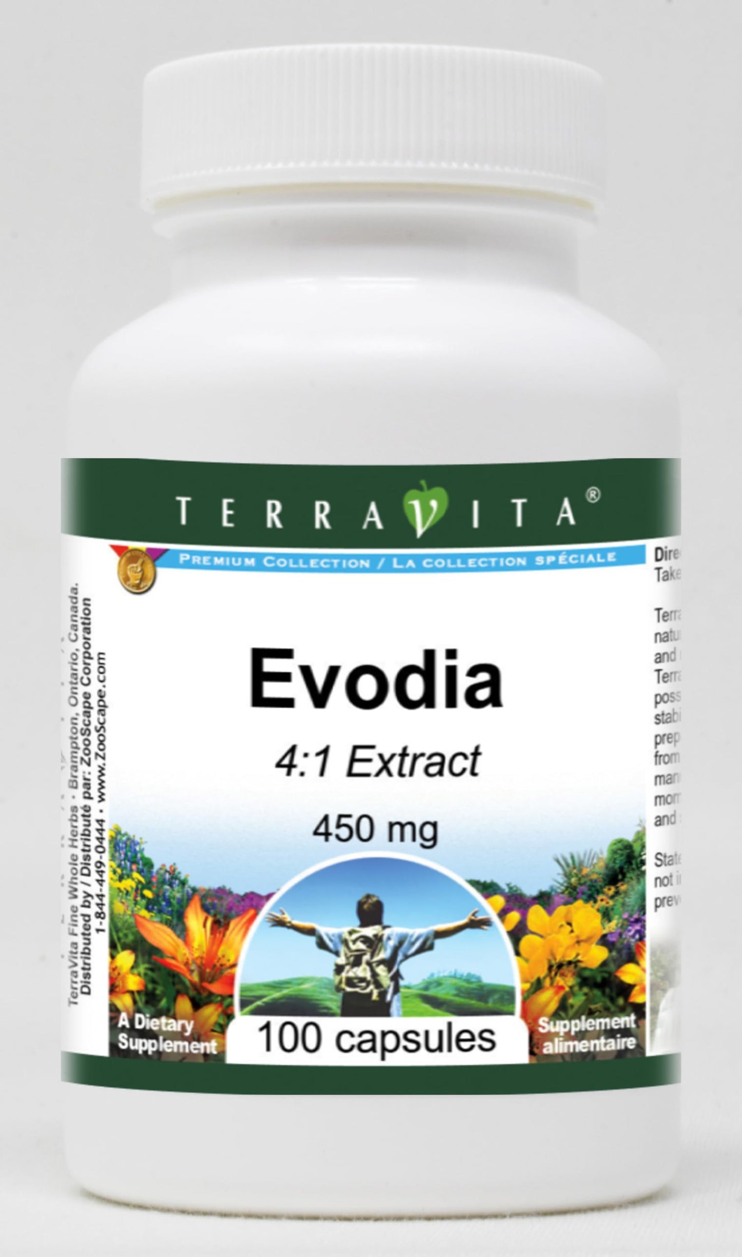 Terravita Evodia 4:1-450 mg Capsules, 100 Count