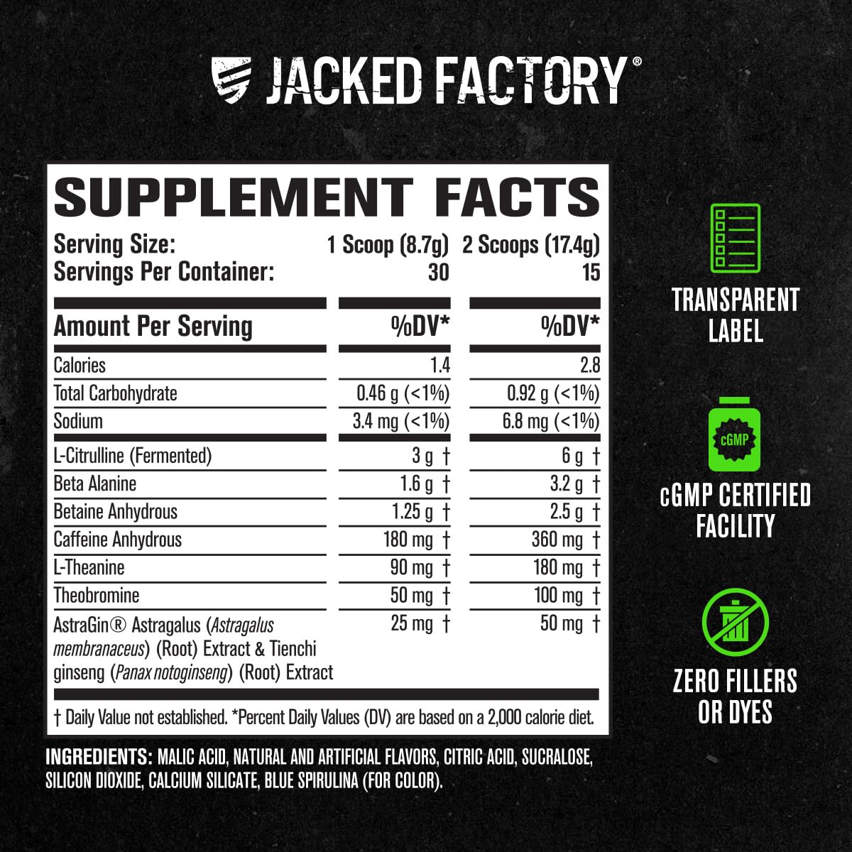 Jacked Factory Nitrosurge Pre Workout Supplement Powder, 30 Servings