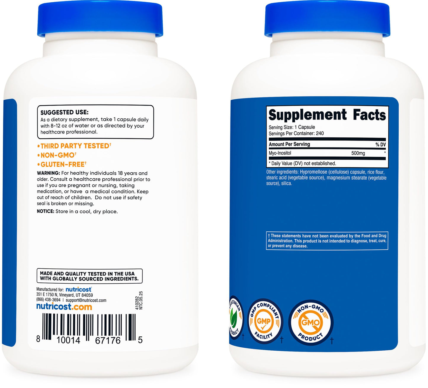 Nutricost Inositol Capsules 500mg, 480 Capsules