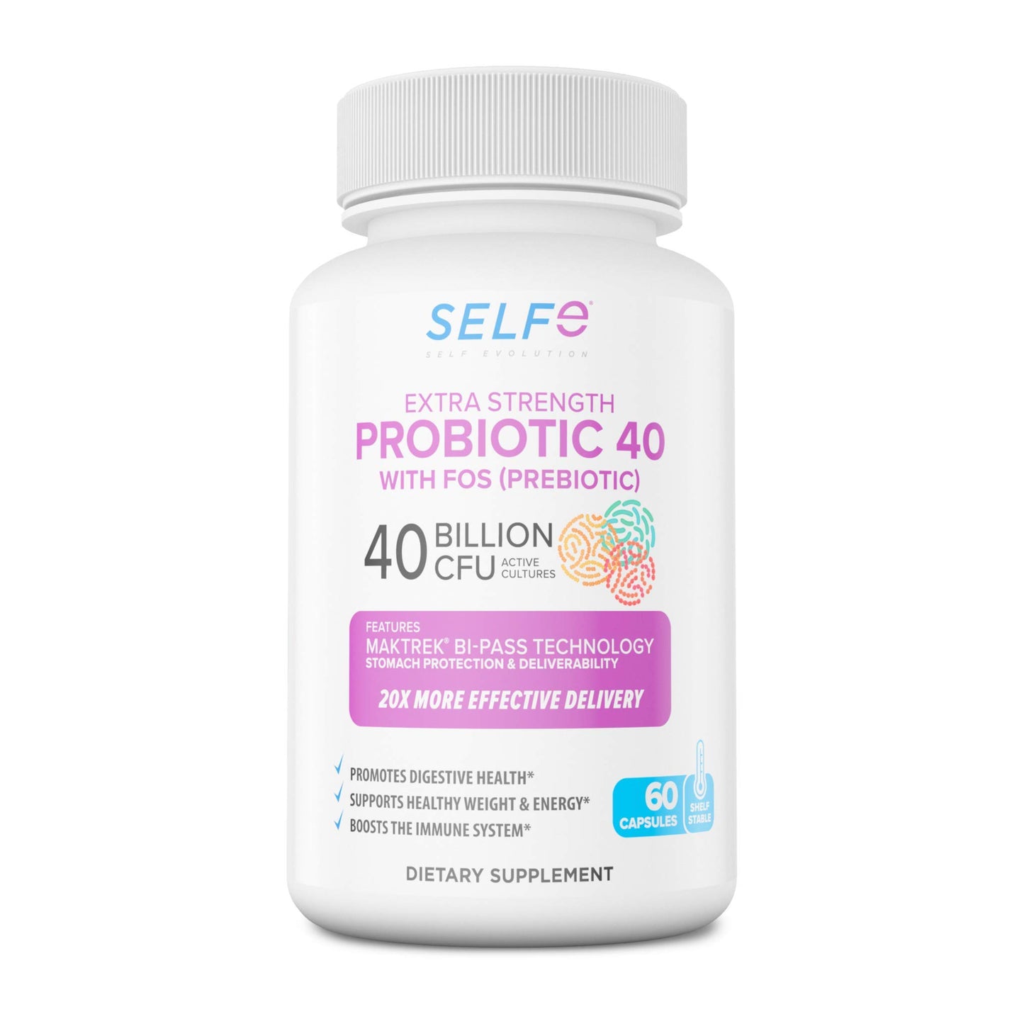 selfevolve Probiotic for Women - 40 Billion CFUs - Probiotic Supplement with Prebiotics, 60 Veggie Capsules