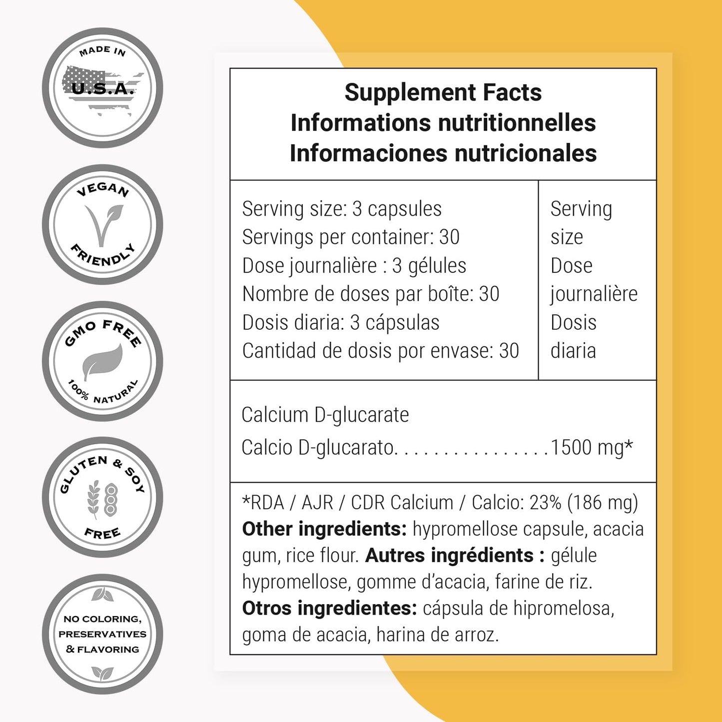 Supersmart Calcium D-Glucarate 1500mg per Day (High Strength) Capsules, 90 Count