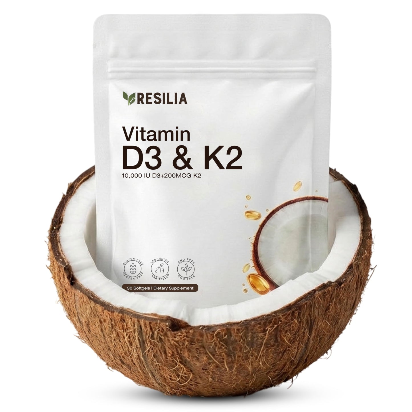 Resilia Oil Of Oregano D3 K2 Vitamin 10000 IU + MK-7 200 mcg Capsule 1 Count