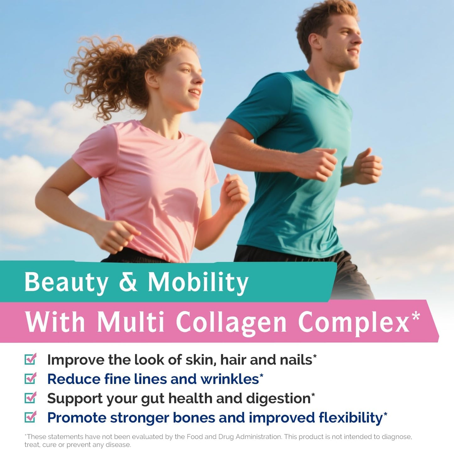 Innate Vitality Multi Collagen Peptides Type I, II, III, Vitamin C, Biotin, Hyaluronic Acid & Turmeric, 2025mg Hydrolyzed Collagen Capsules 60 Capsules