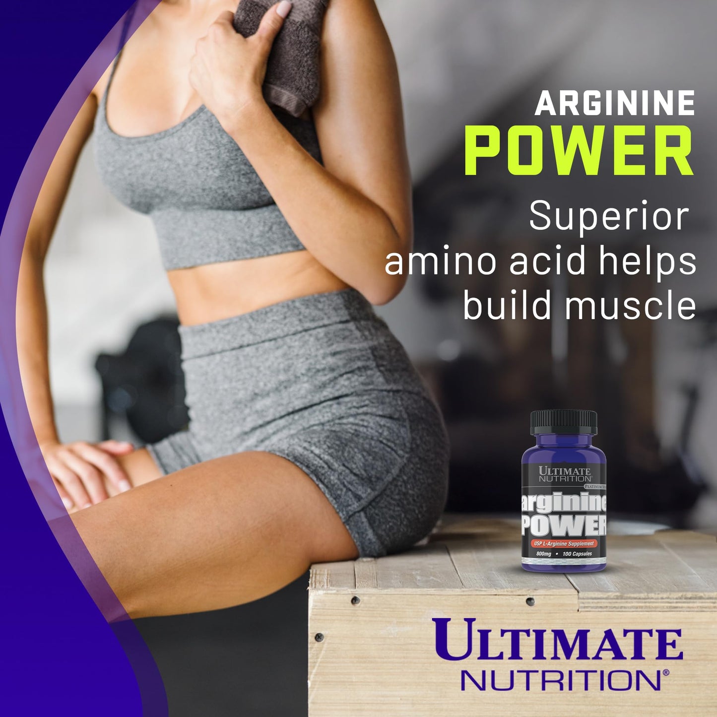 Ultimate Nutrition Arginine Power Supplement Capsules, 100 Capsules