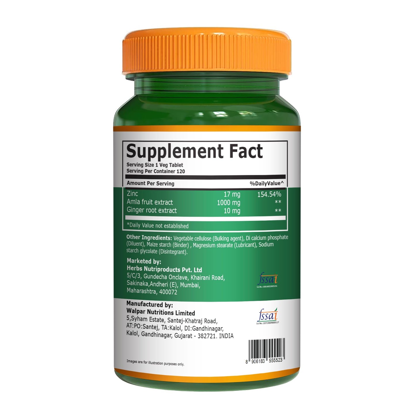 PURE NUTRITION NATURAL TREASURES Vitamin C with Amla Extract & Zinc Supplement Capsule 120
