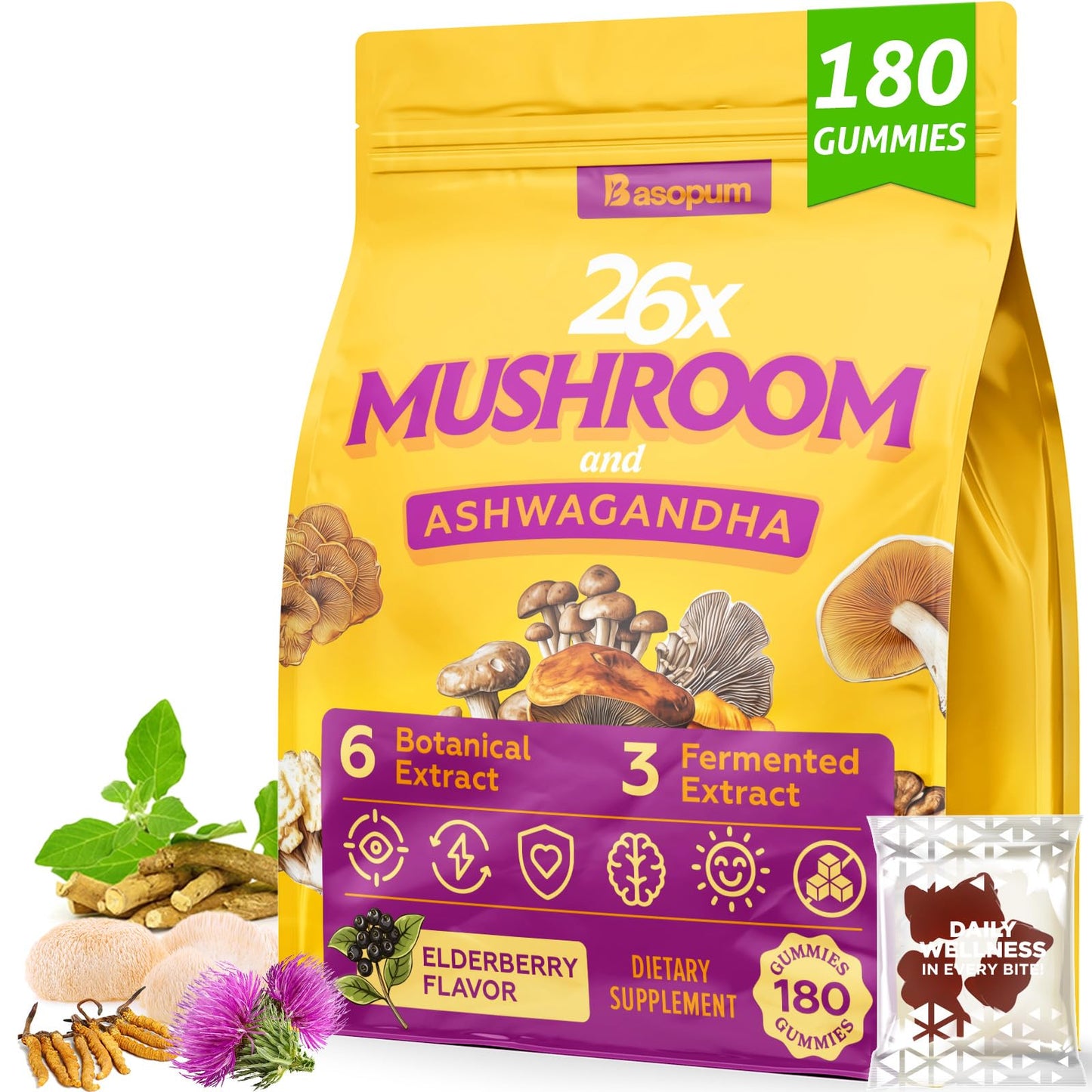 Basopum Mushroom Gummies 4000mg, 180 Count