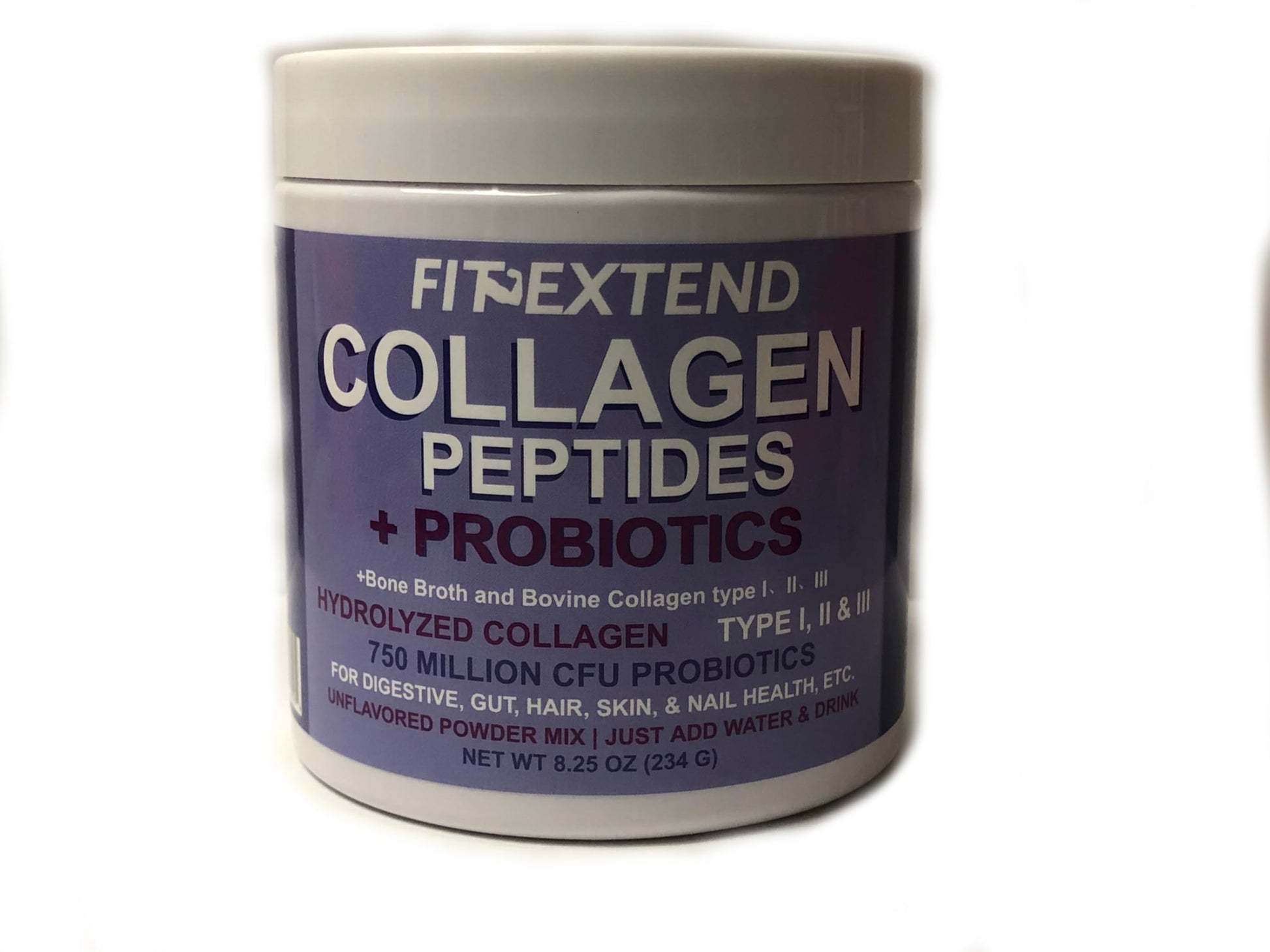 FIT EXTEND Hydrolyzed Collagen Peptides Powder, Unflavored, 16.5 oz