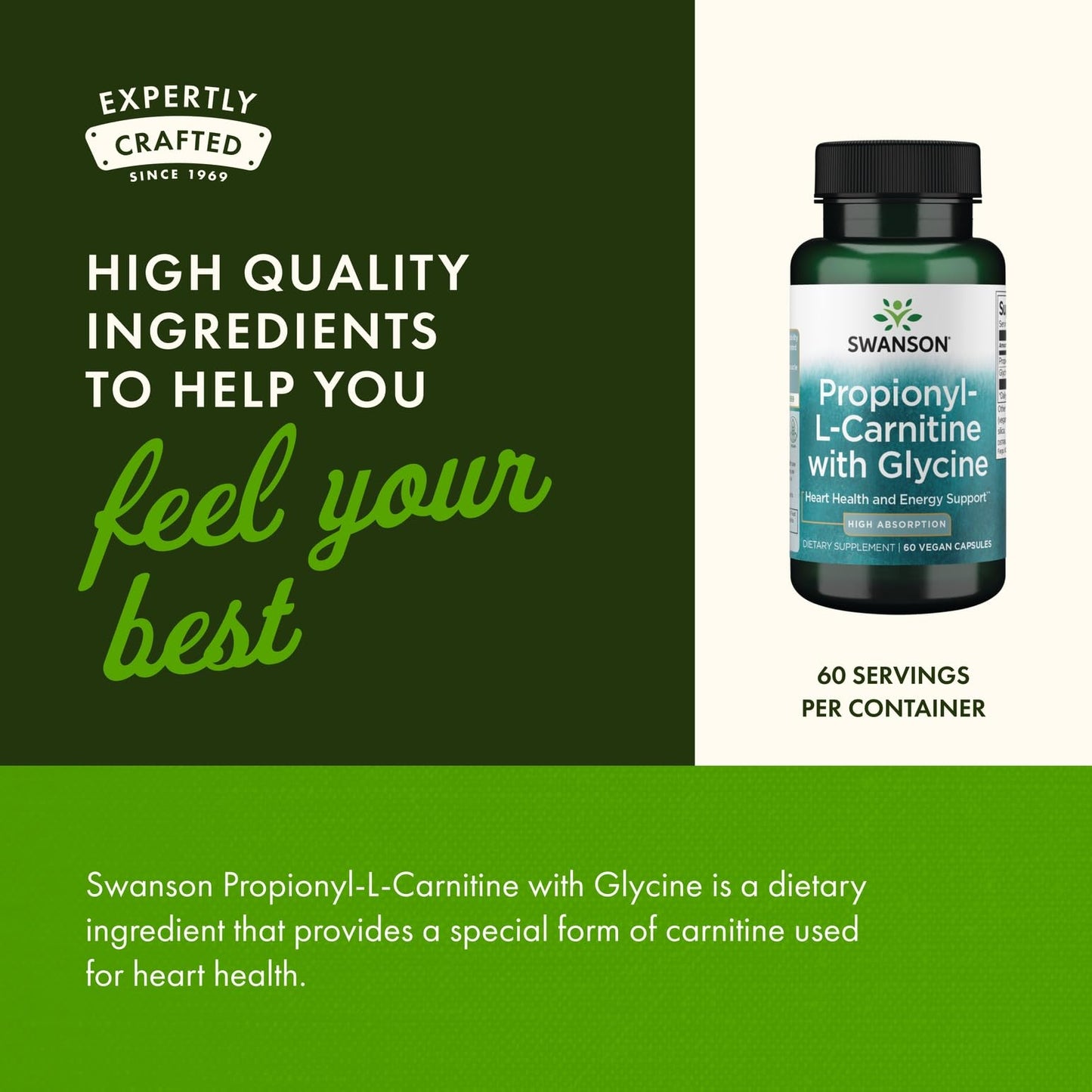 Swanson Propionyl L-Carnitine with Glycine 60 Veggie Capsules
