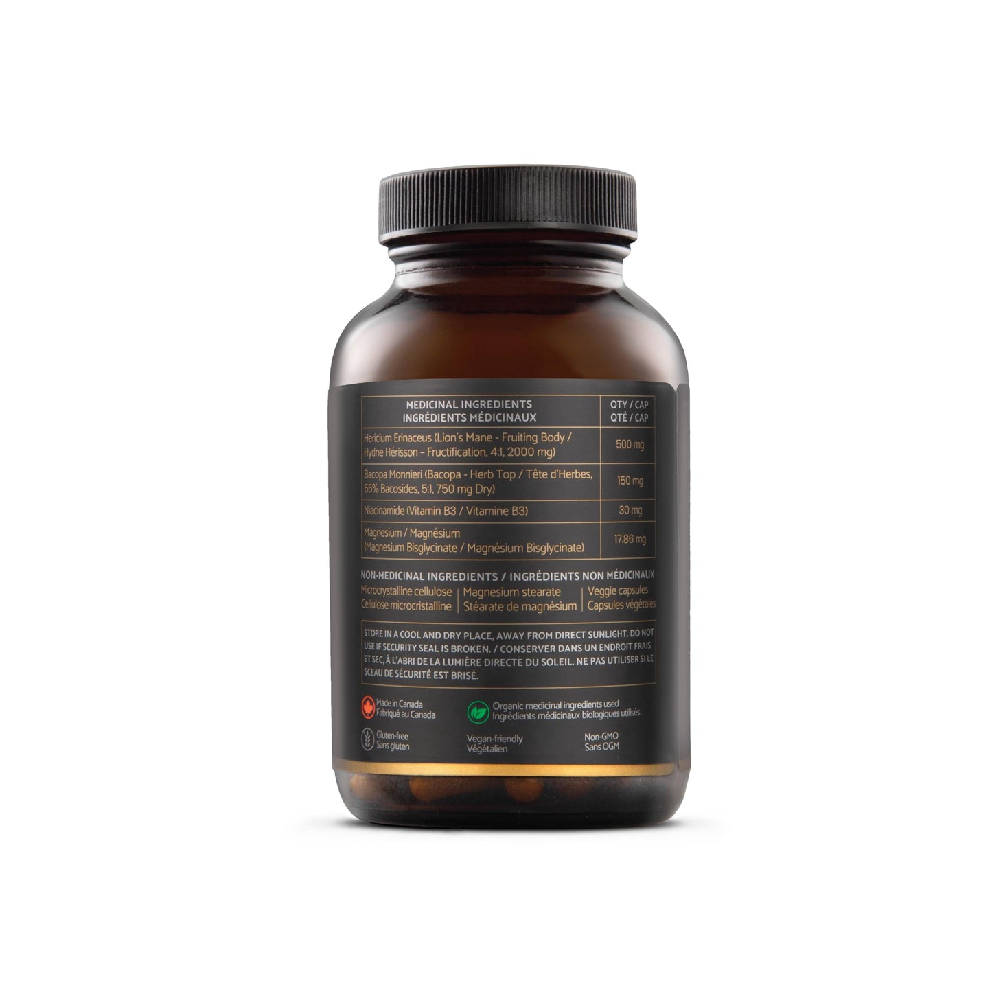 The Sporing Company Mycoveda Cognition Lions Mane Mushroom, Bacopa Monnieri Capsules, 60 Count