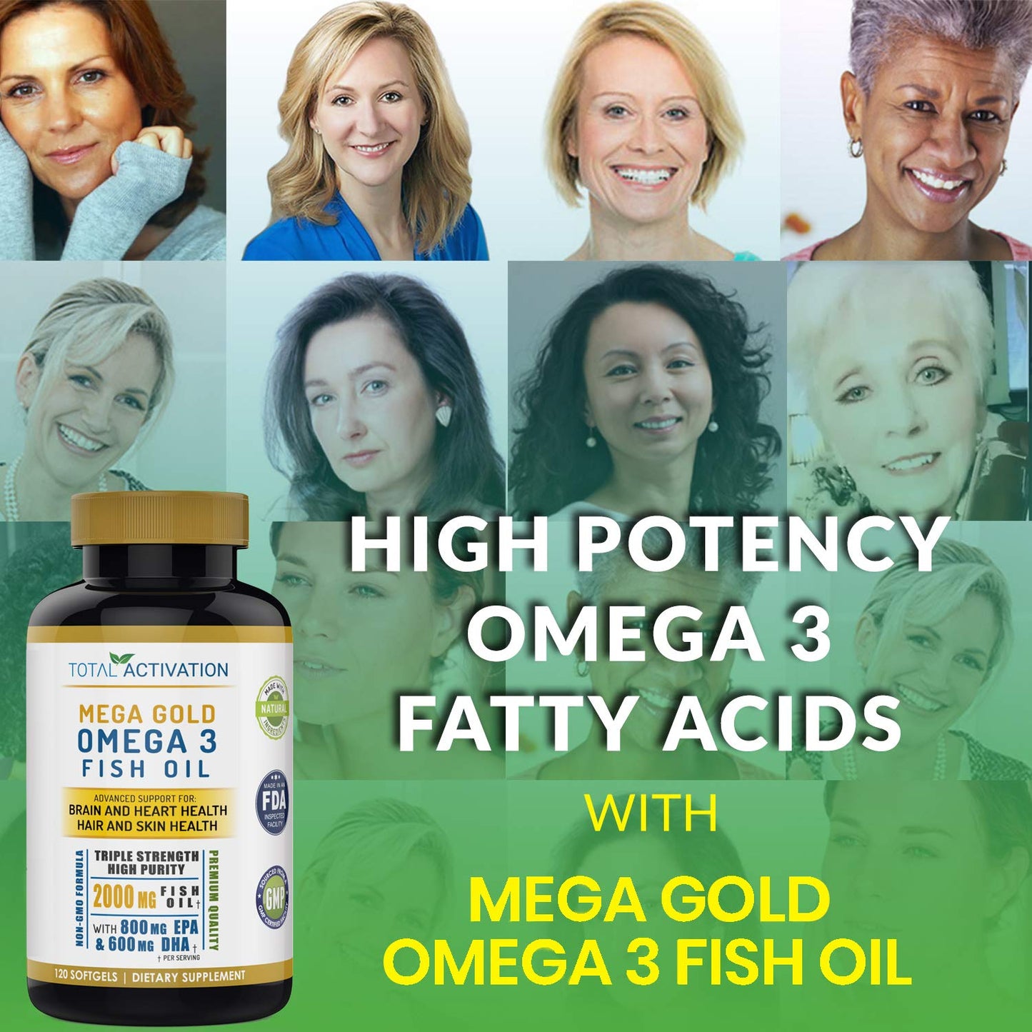 Total Activation Omega 3 Fish Oil Supplement Softgels 120