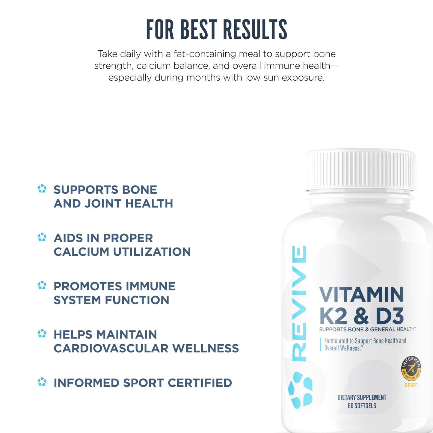 Revive Vitamin D3 & K2 Capsule 60 Servings