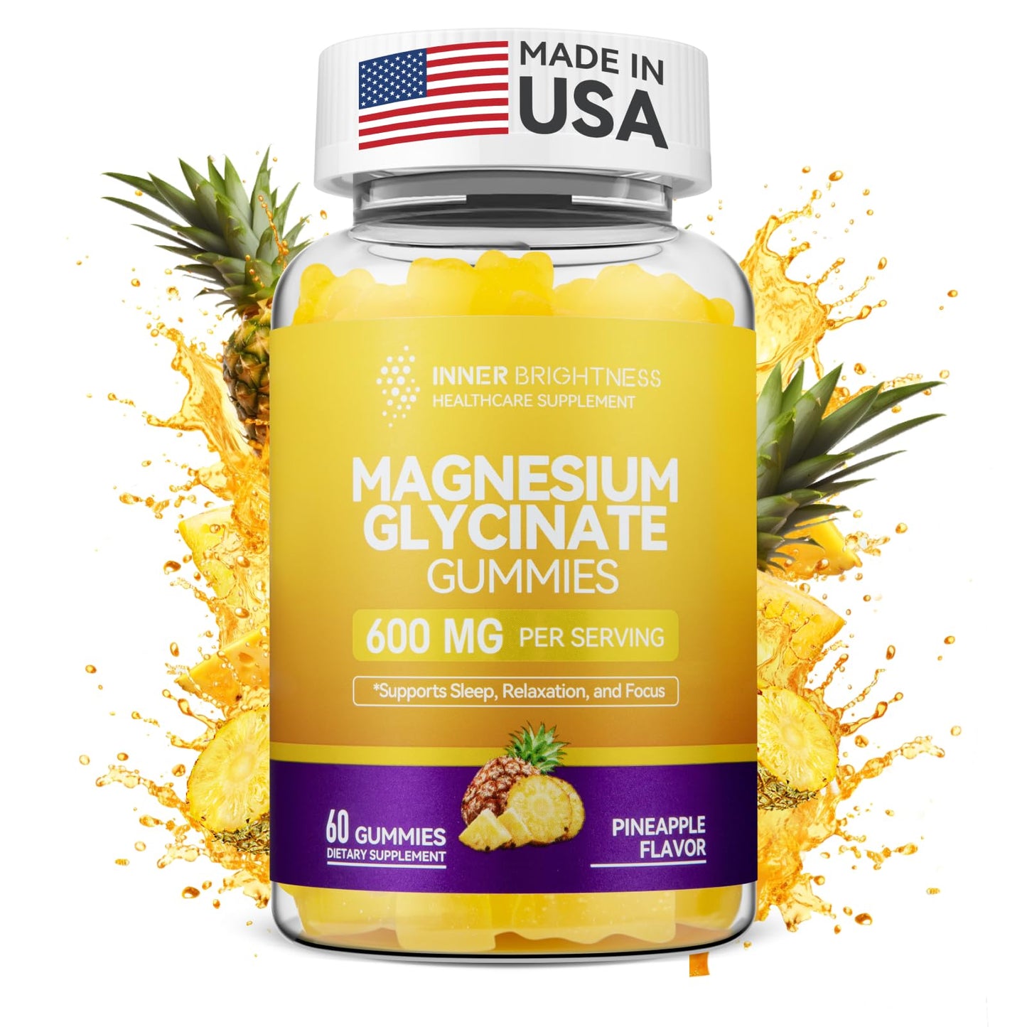 Inner Brightness Magnesium Glycinate Gummies 600mg, 60 Count