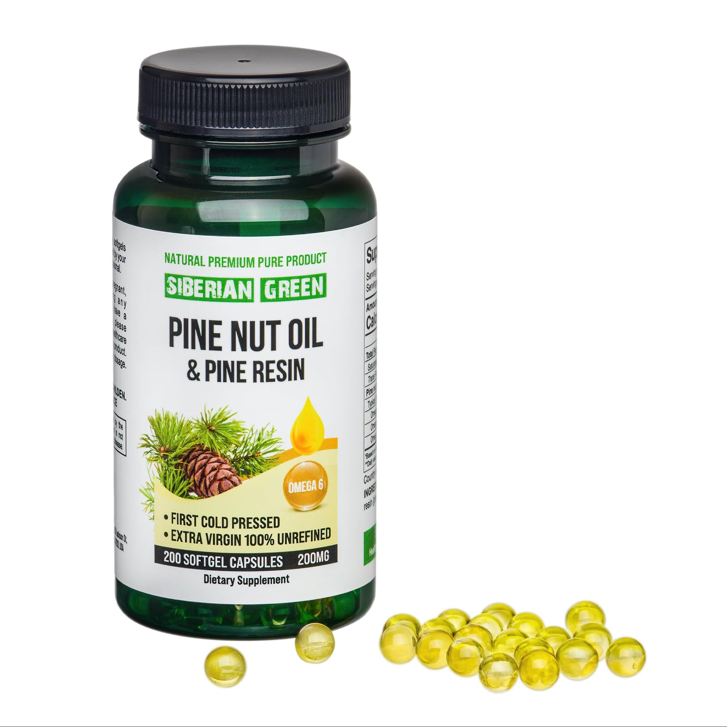 Siberian Green Pine Nut Oil with Pine Resin Softgels 200