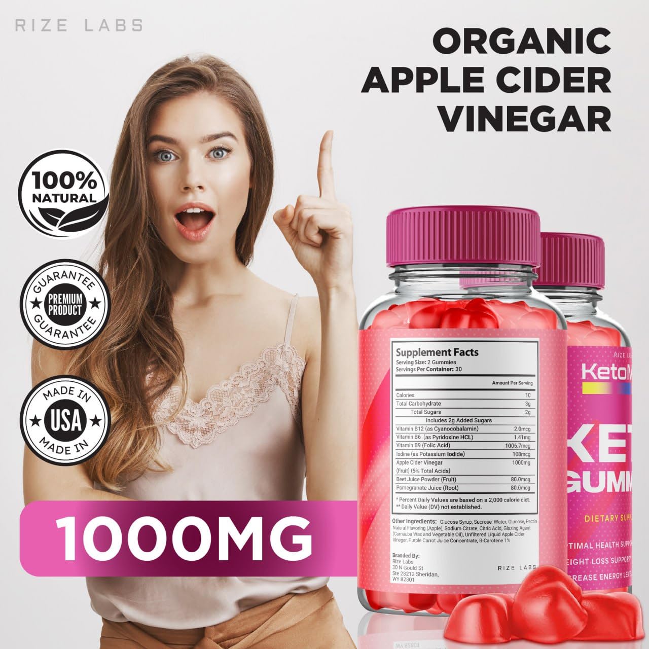Rize Labs Keto Max Pro ACV Keto Gummy 120 Gummies