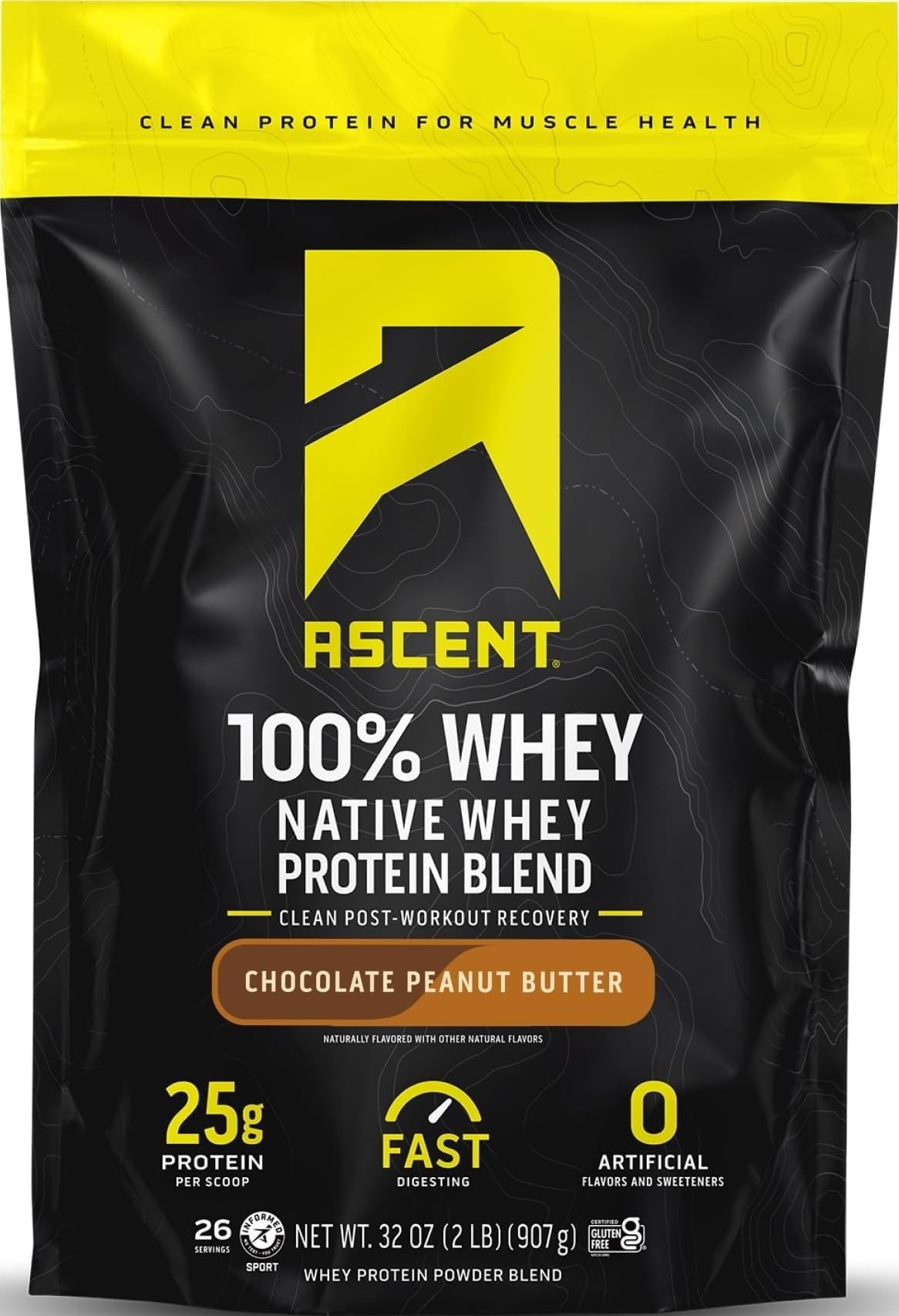 Ascent 100% Whey Protein Powder - Post Workout Whey Protein Isolate, 32