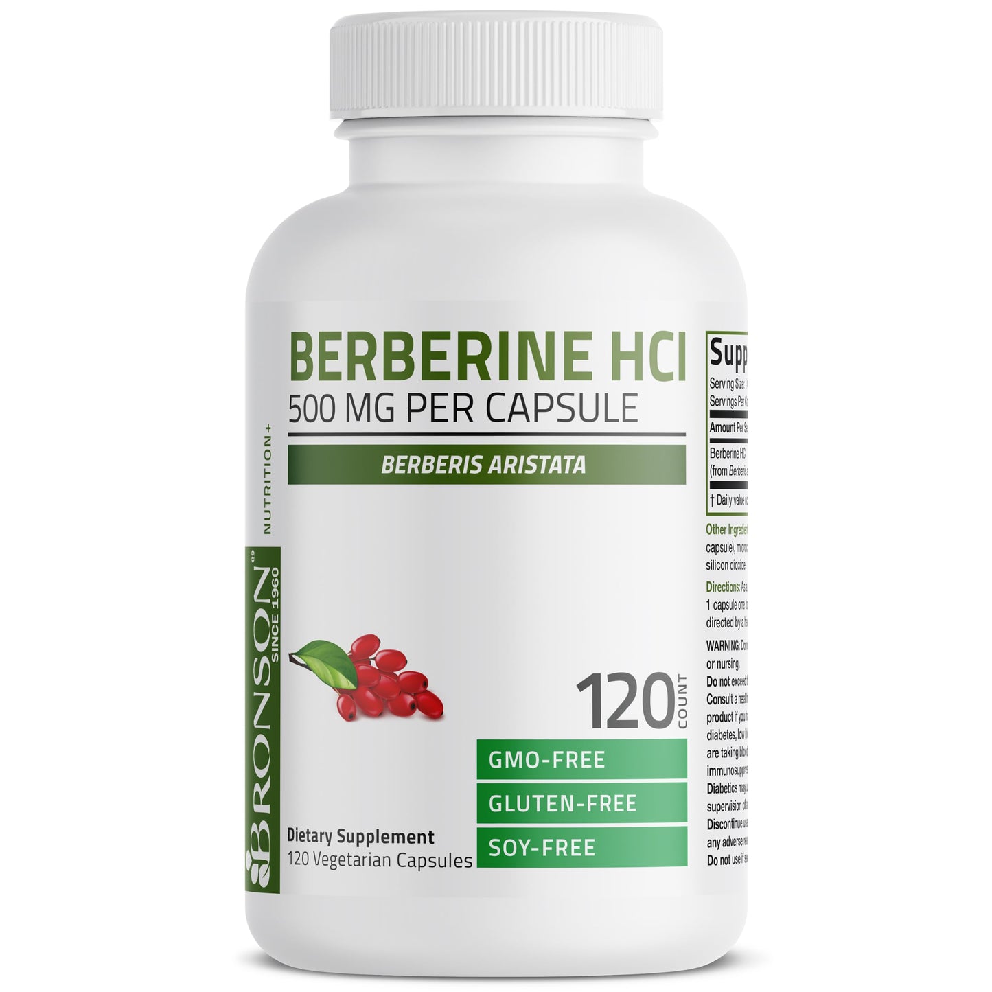 Bronson Berberine HCl 500 mg Capsule, 120 Count