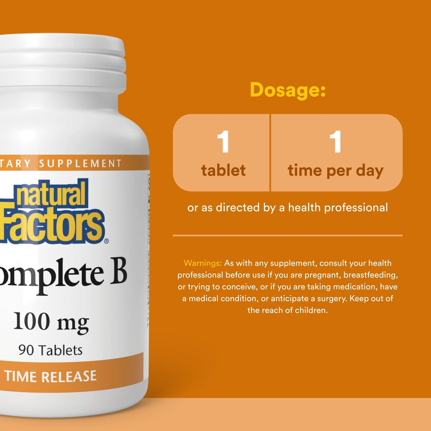 Natural Factors Complete B 100 mg Time Released Tablet, 90 Tablets