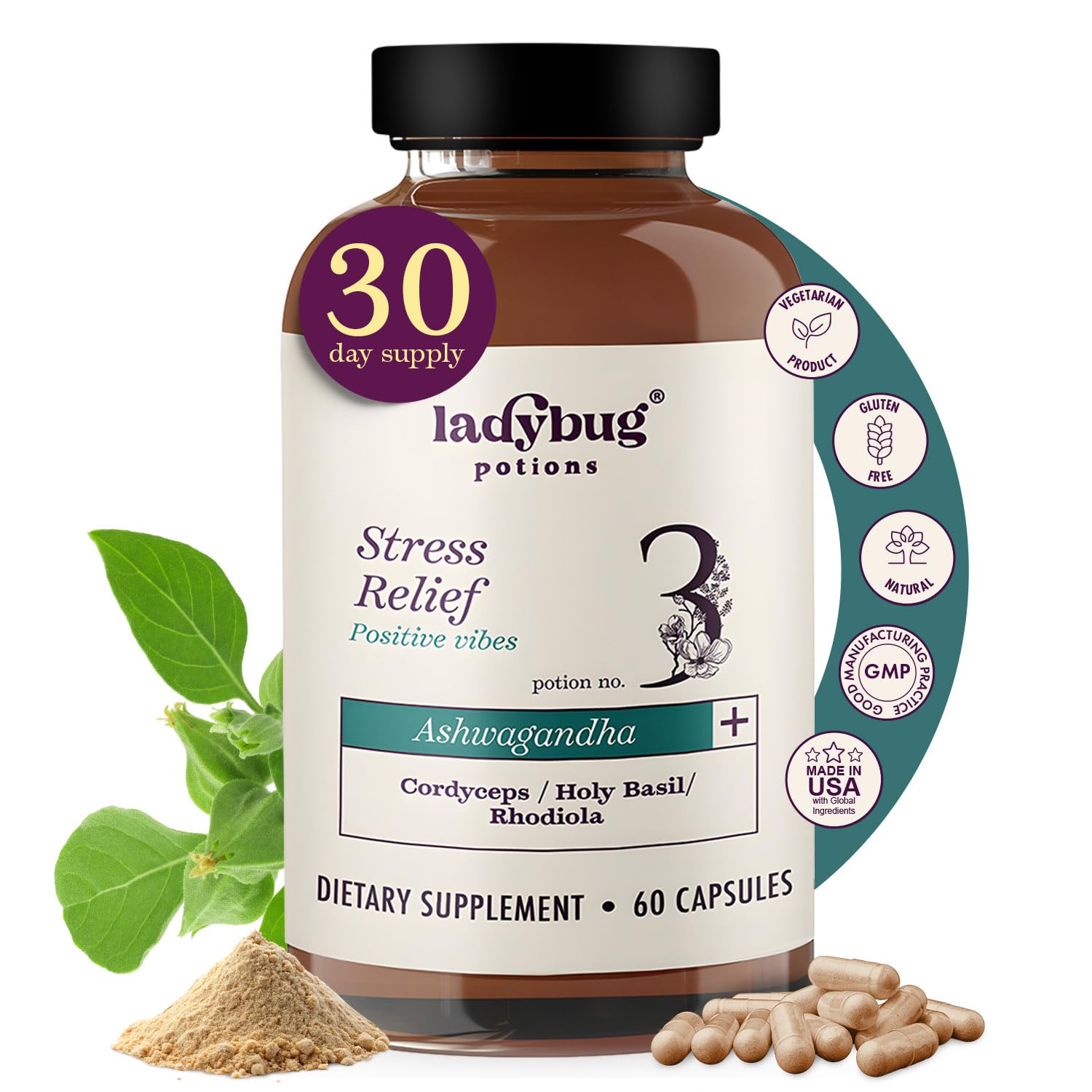 Ladybug Potions Organic Mood Pills Capsules 60 Count