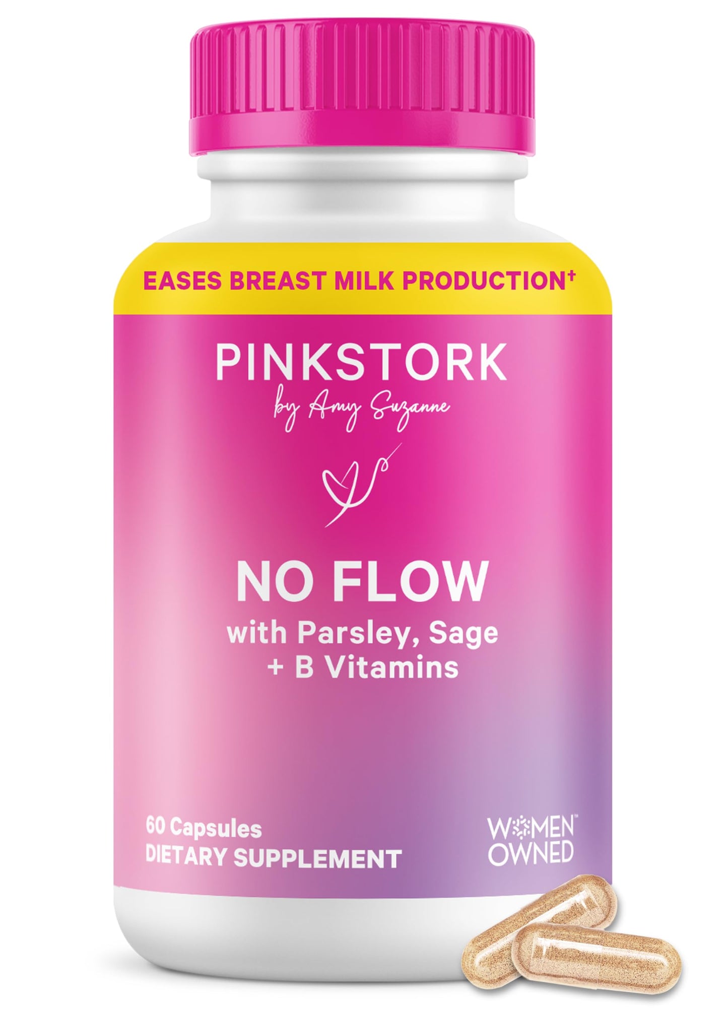 Pink Stork No Flow Breast Milk Dry Up Supplement Capsules, 60 Count
