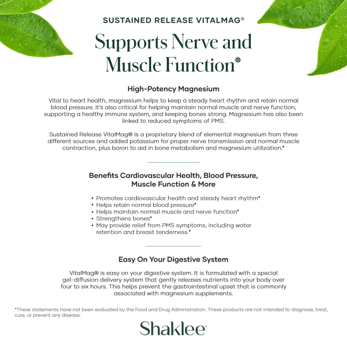 Shaklee Sustained Release VitalMag Magnesium Supplement with Potassium & Boron Blend 30 Tablets