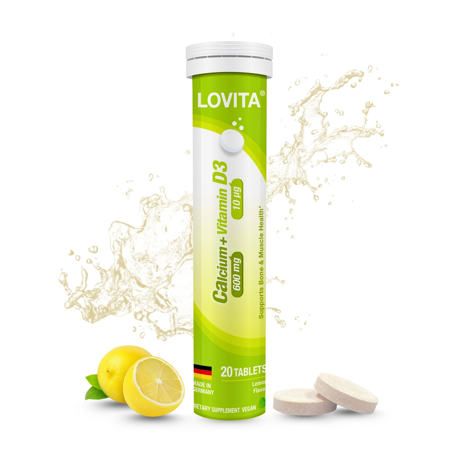 LOVITA Calcium + VIT D3 Effervescent Tablets 20 Count