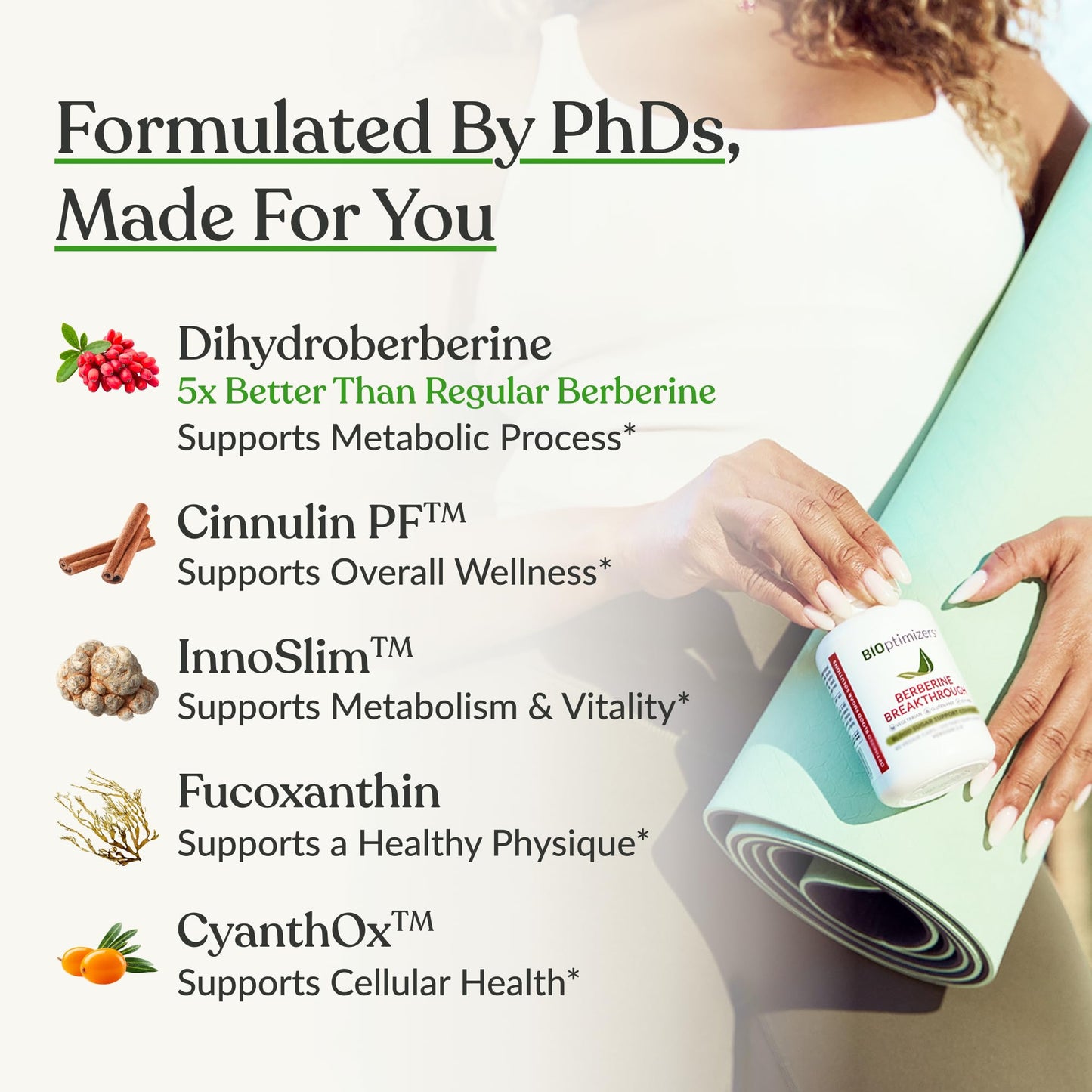 BIOptimizers Berberine Breakthrough Supplement Metabolic Support Healthy Metabolism, 60 Capsules